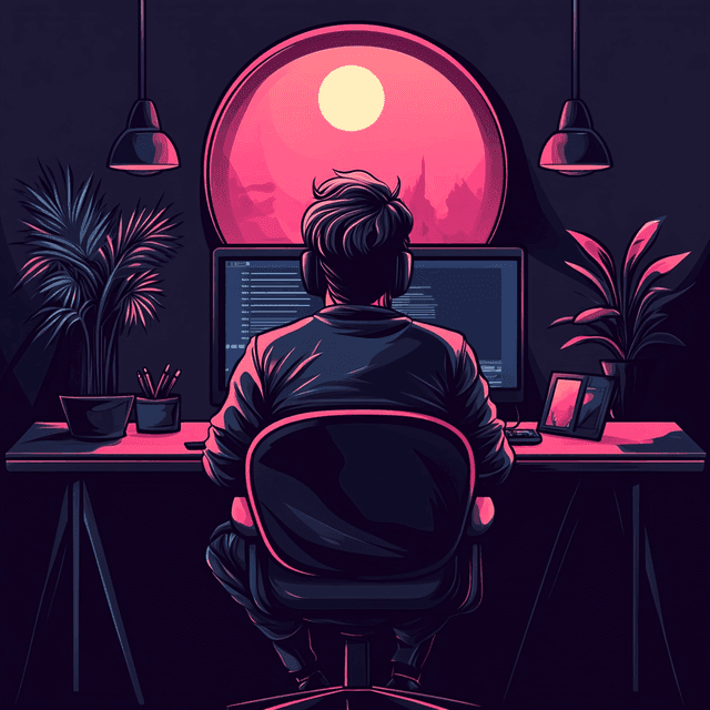 Daniel Kurdoghlian working at his desk